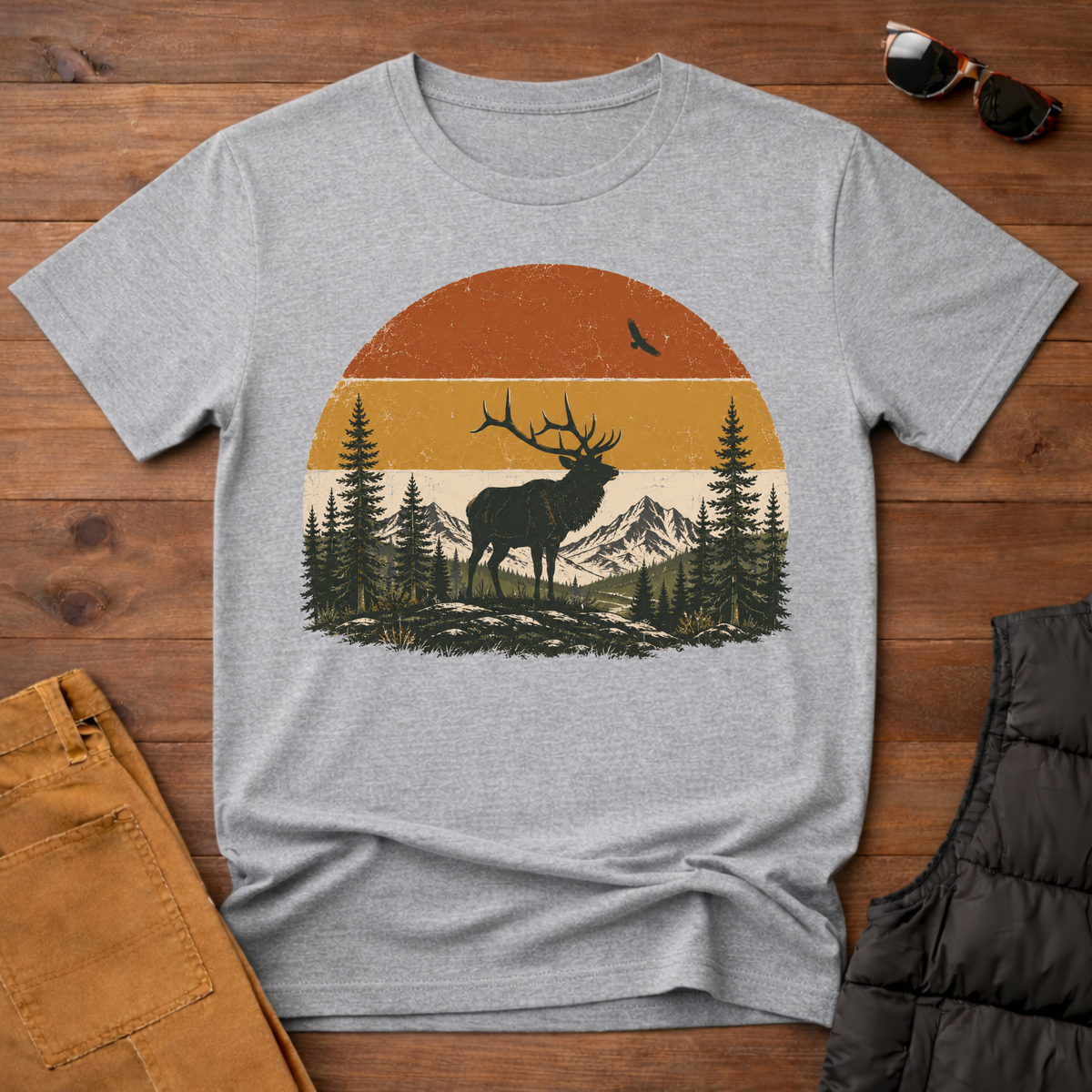 Retro Elk Sunset T-Shirt