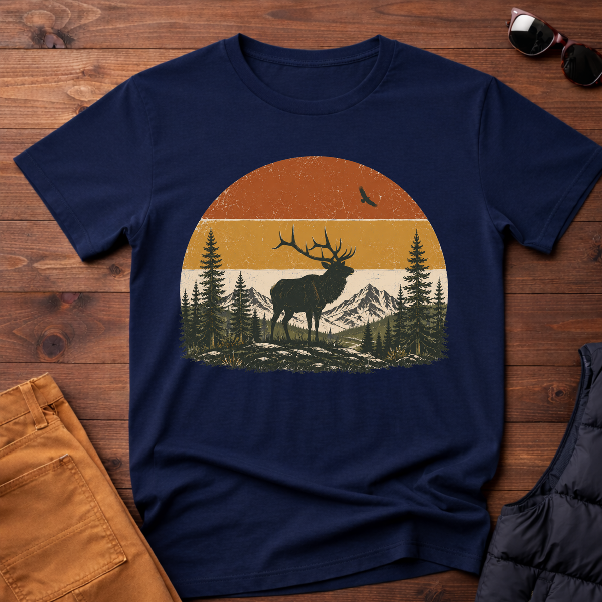 Retro Elk Sunset T-Shirt