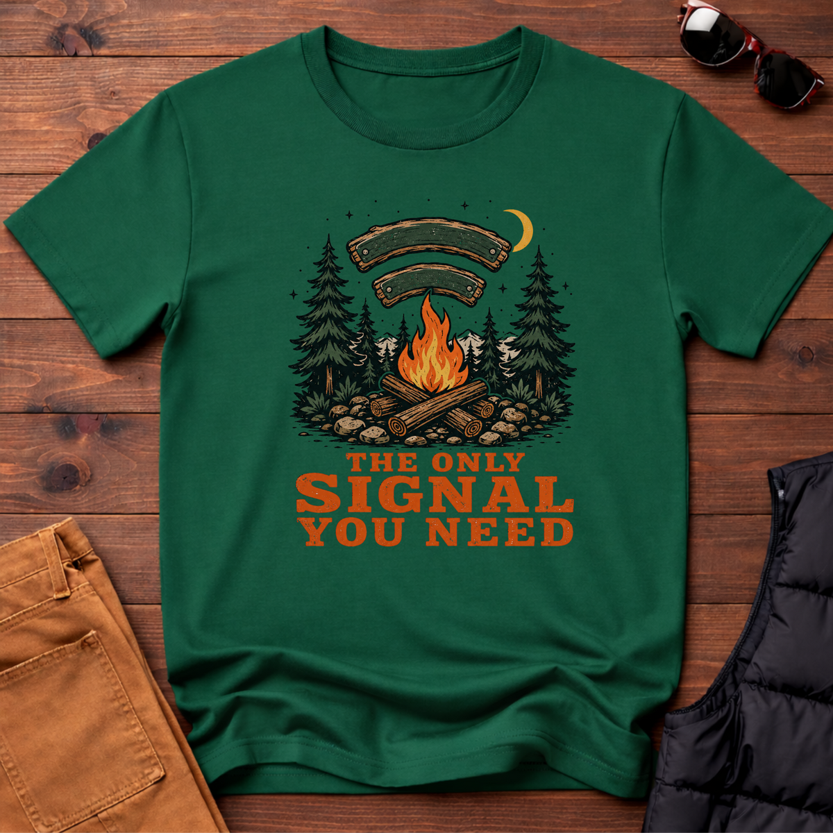 The Only Signal You Need Campfire Camping T-Shirt