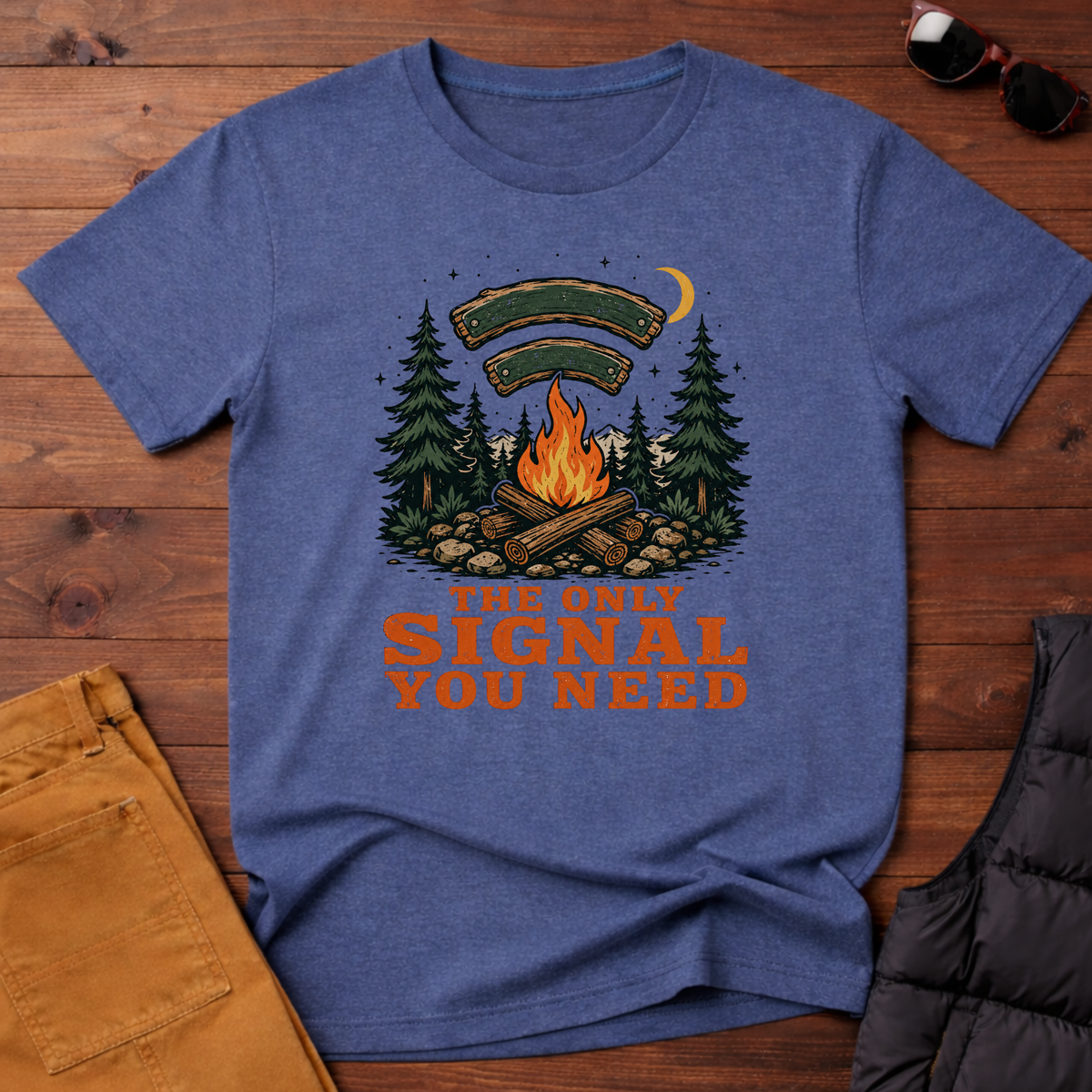 The Only Signal You Need Campfire Camping T-Shirt