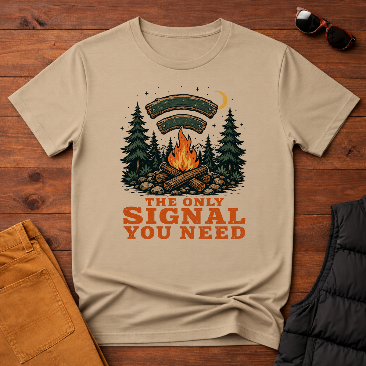 The Only Signal You Need Campfire Camping T-Shirt