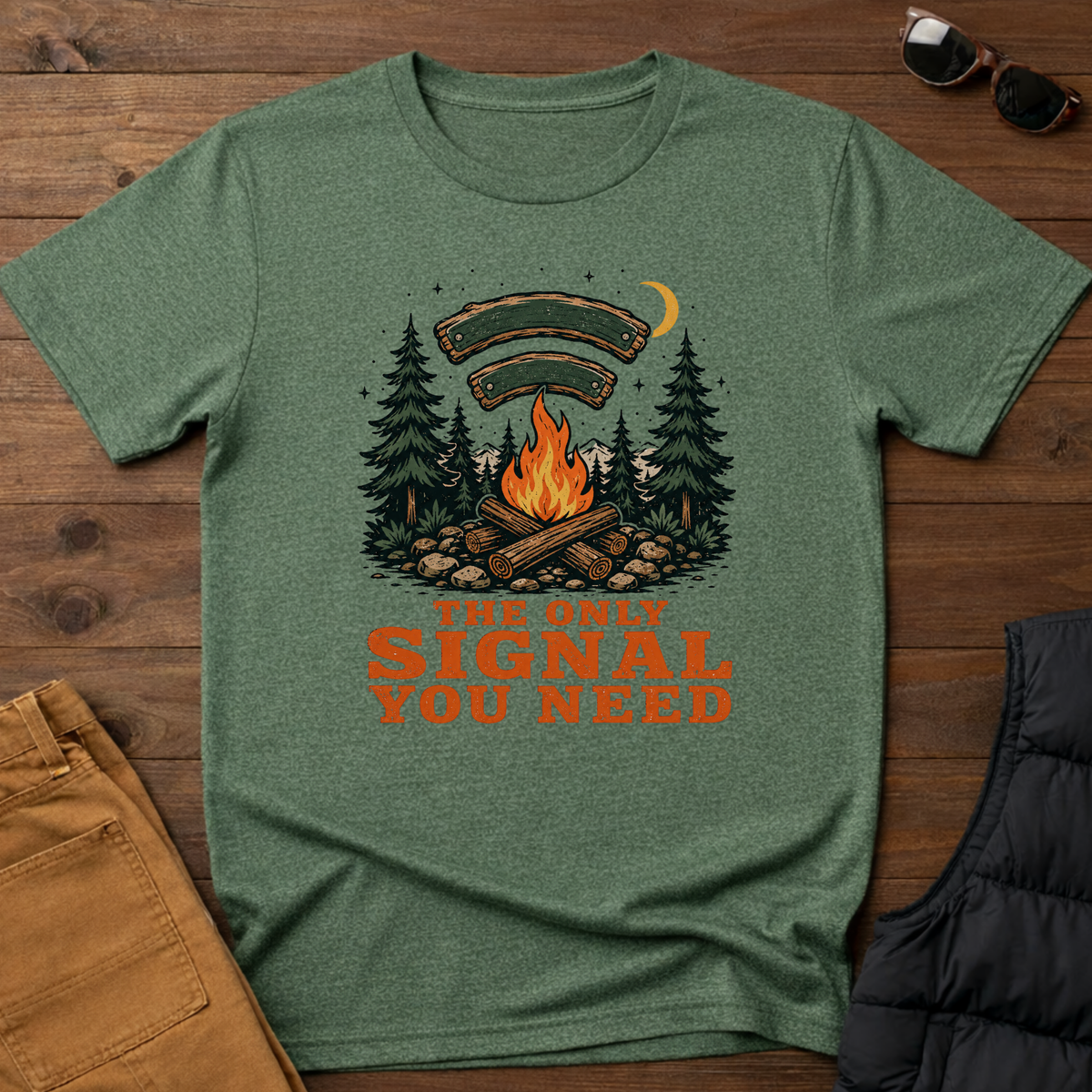The Only Signal You Need Campfire Camping T-Shirt
