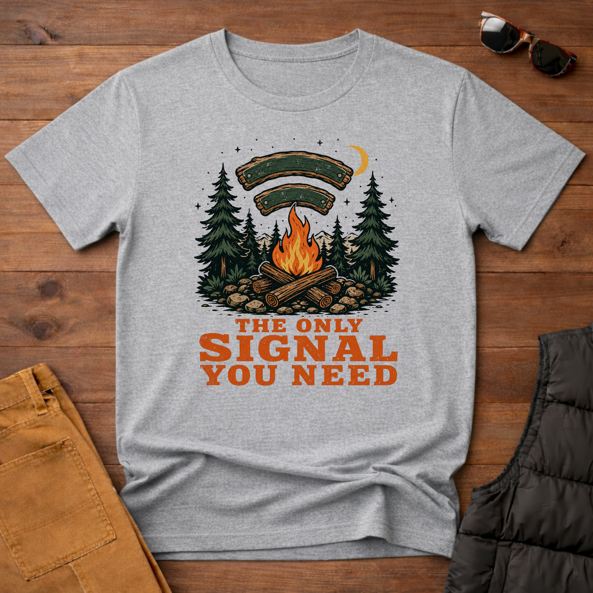 The Only Signal You Need Campfire Camping T-Shirt