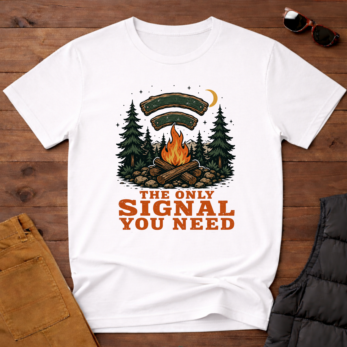 The Only Signal You Need Campfire Camping T-Shirt