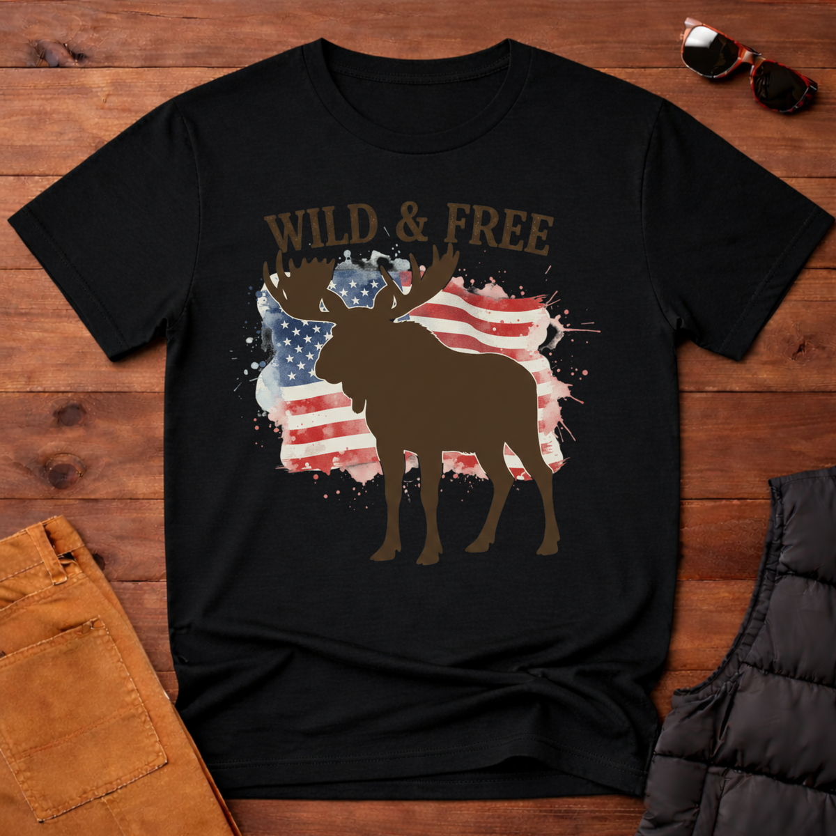 Wild and Free Mountain American Moose T-Shirt