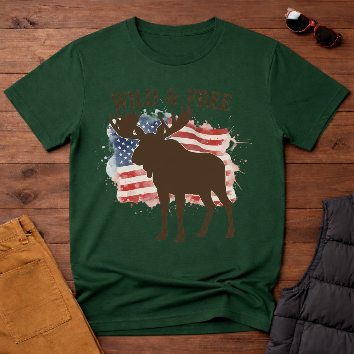 Wild and Free Mountain American Moose T-Shirt