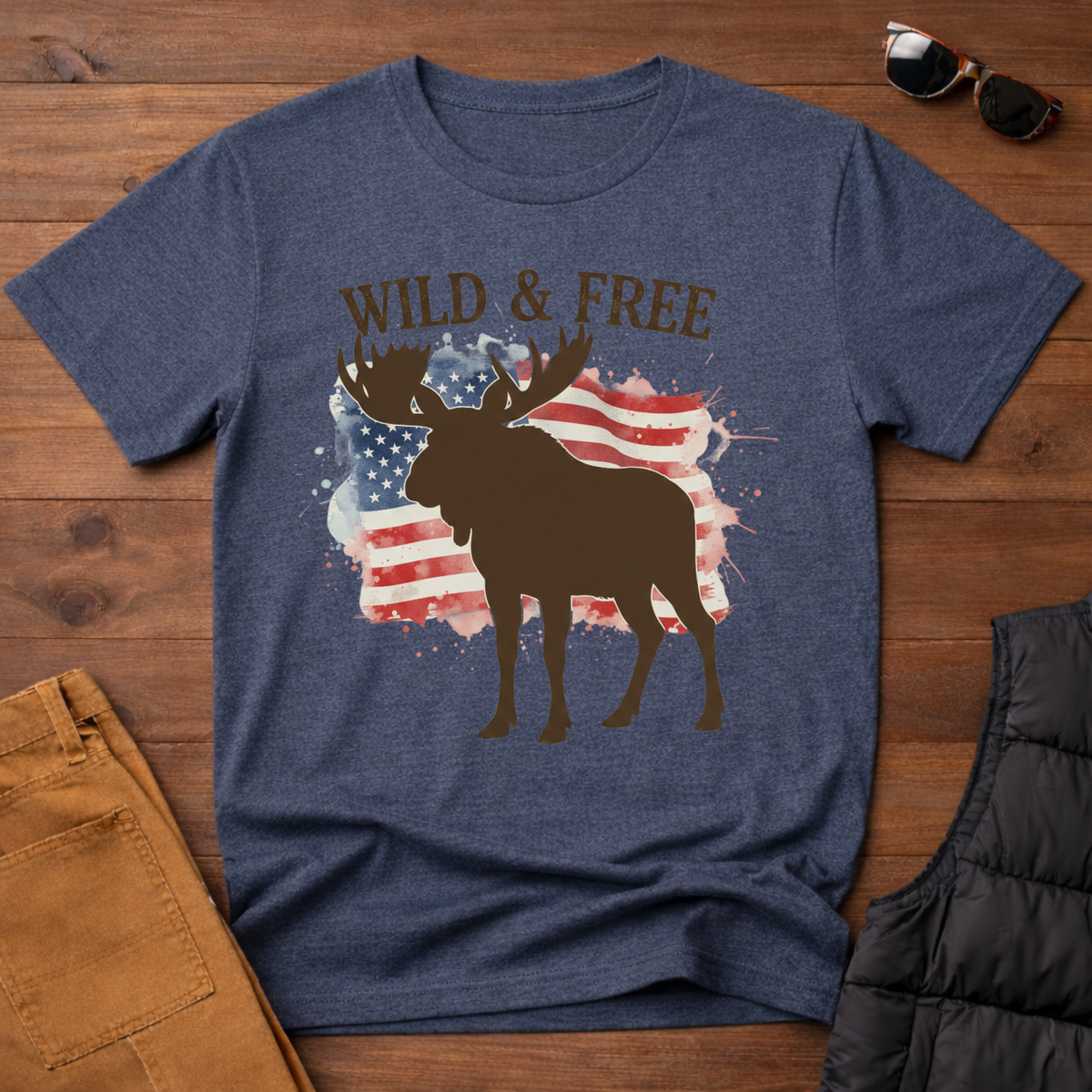 Wild and Free Mountain American Moose T-Shirt