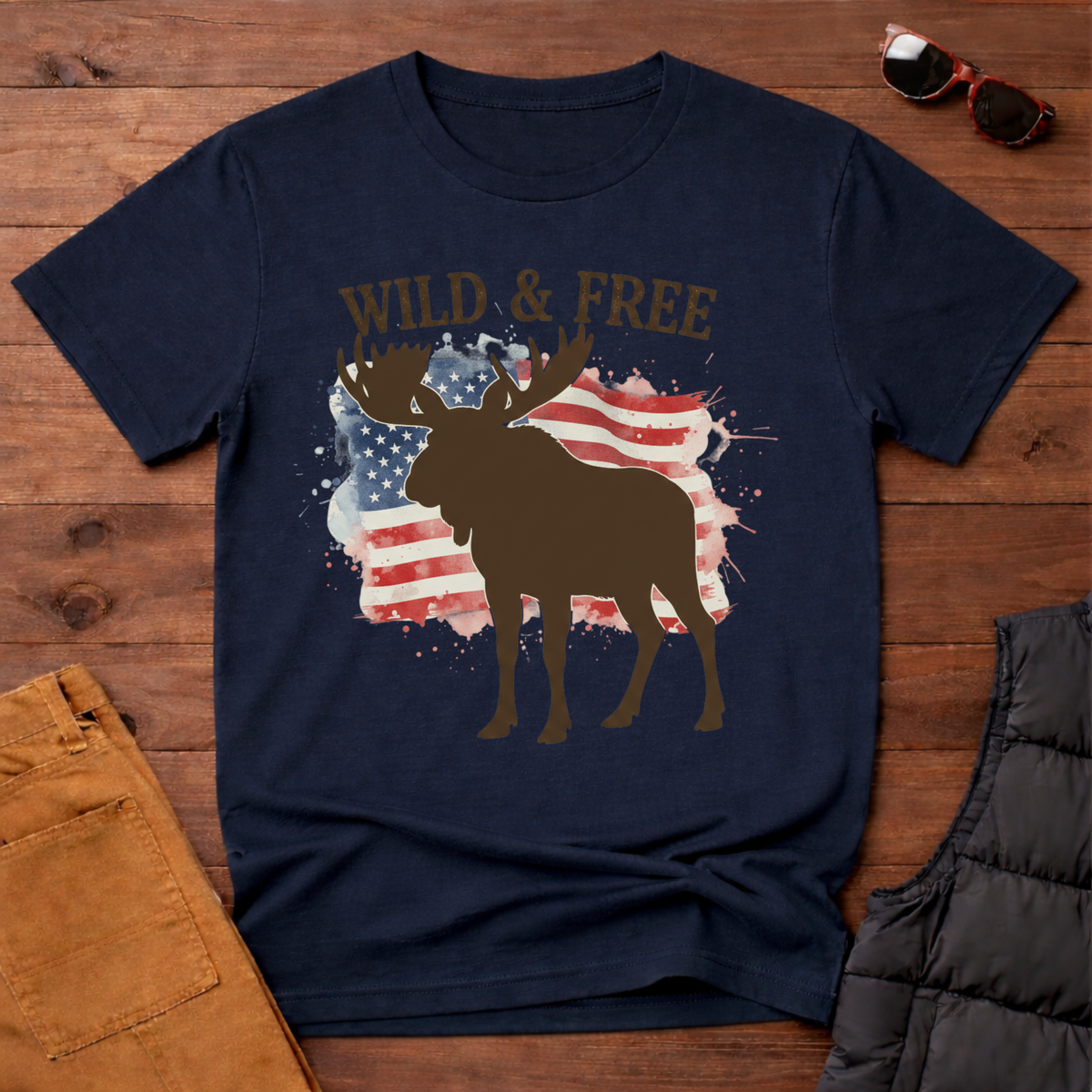 Wild and Free Mountain American Moose T-Shirt
