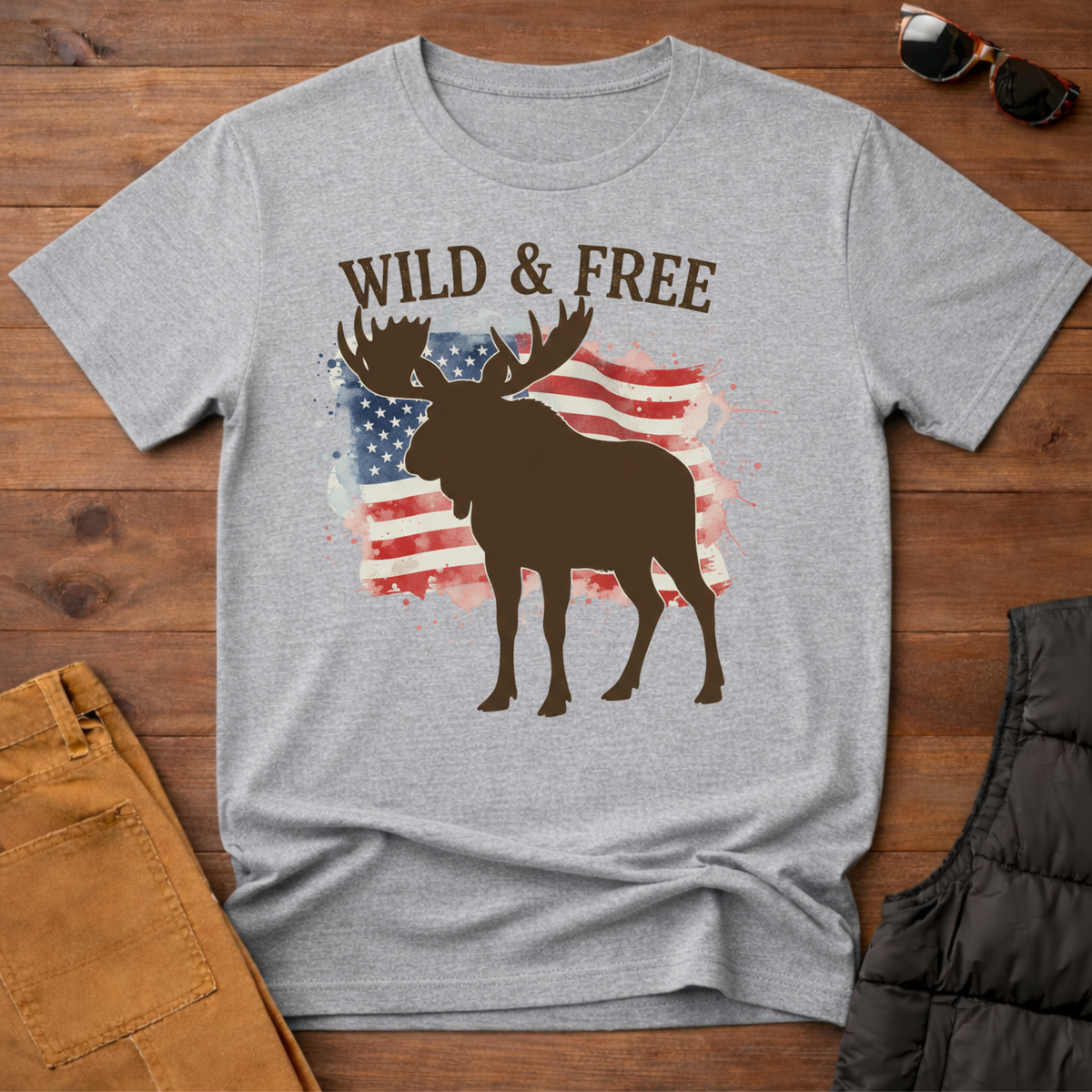 Wild and Free Mountain American Moose T-Shirt