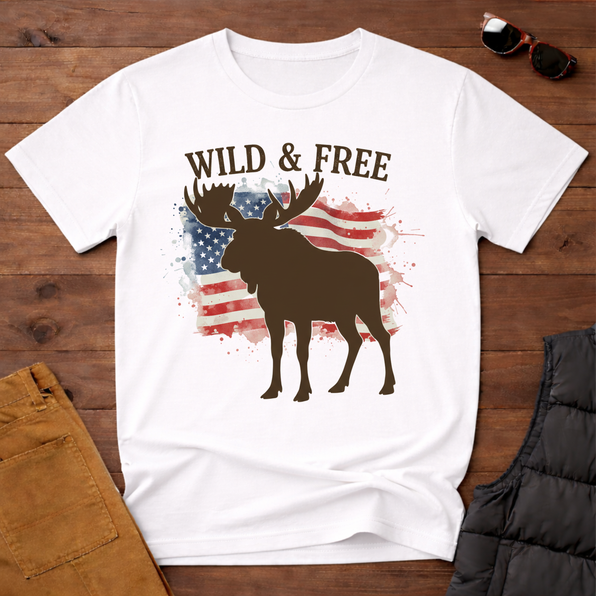 Wild and Free Mountain American Moose T-Shirt
